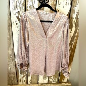 Jodifl Long sleeve Leopard Blouse Tan/pink size small